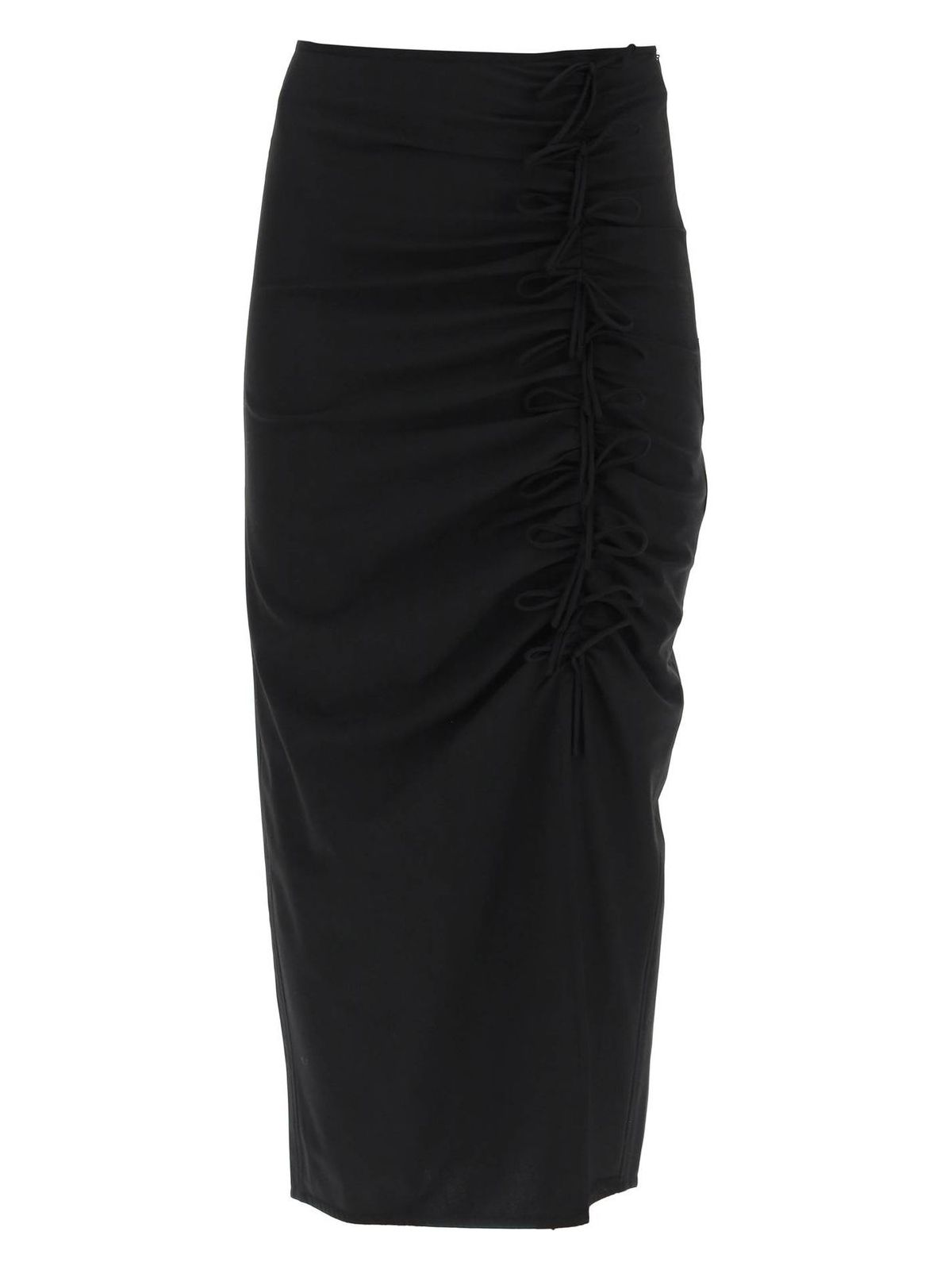 Ganni Drapey Melange Midi Skirt In Black