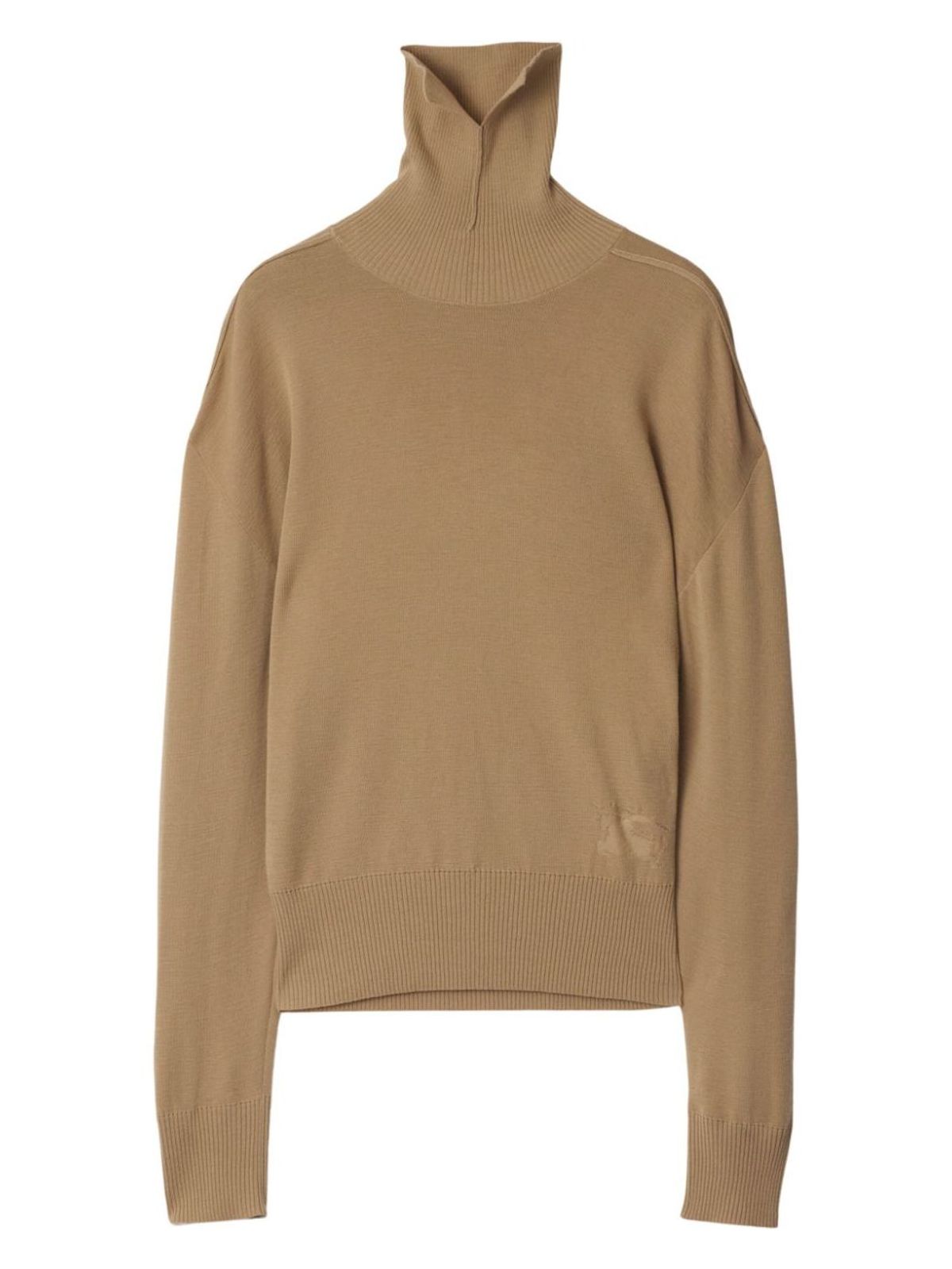 Burberry High-neck Wool Sweater With Logo Intarsia