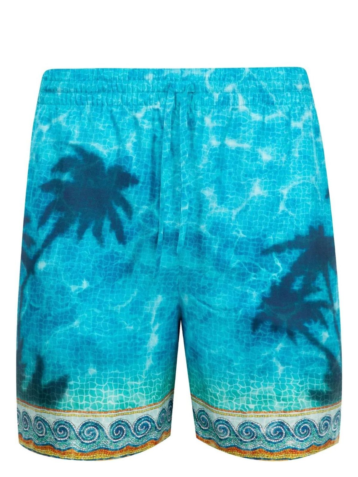Casablanca Mens Caustics Emblem Palm-print Drawstring-waist Silk Shorts In Causticemb