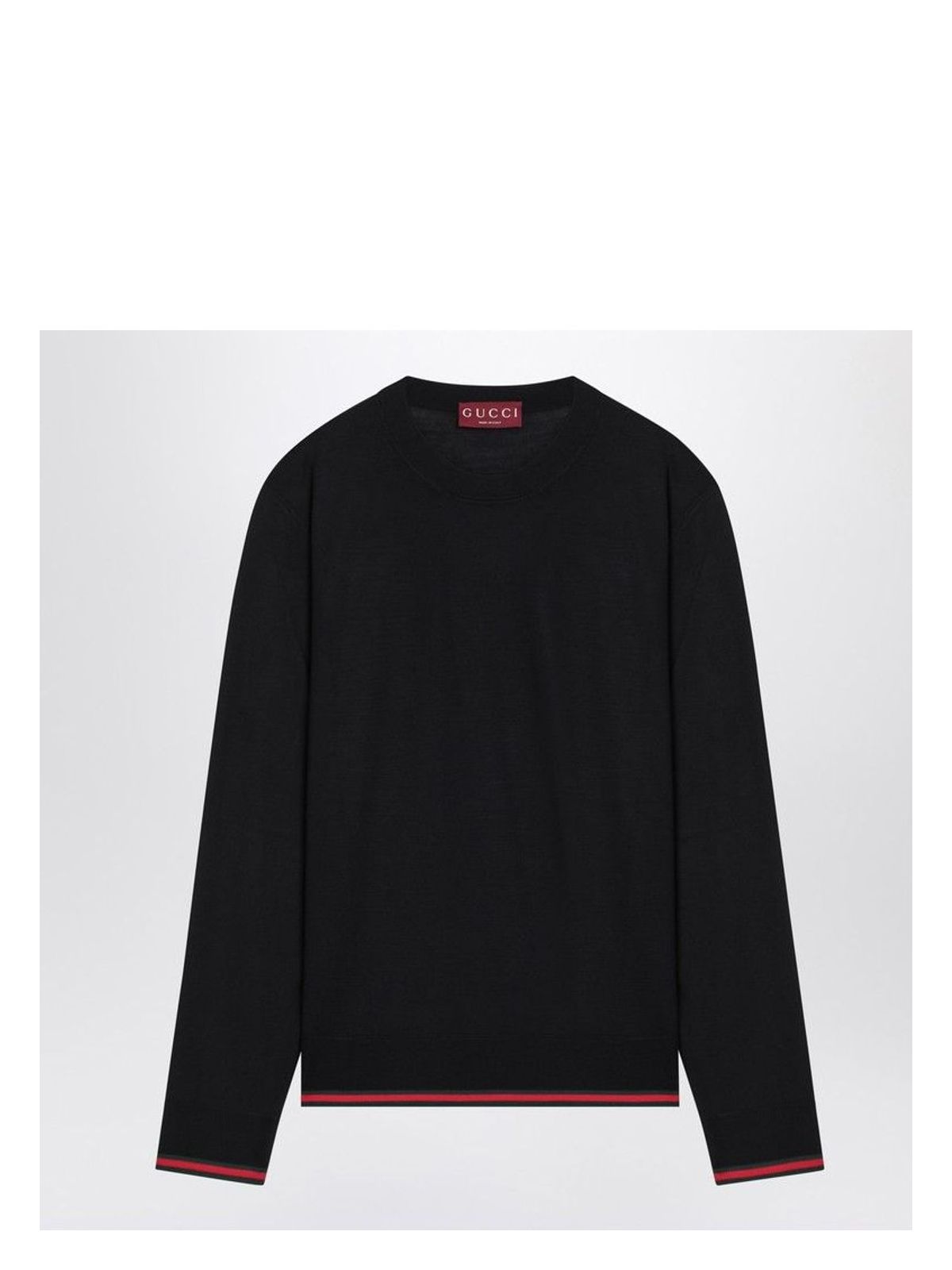 Gucci Blue Crewneck Sweater With Web Trims In Wool Man