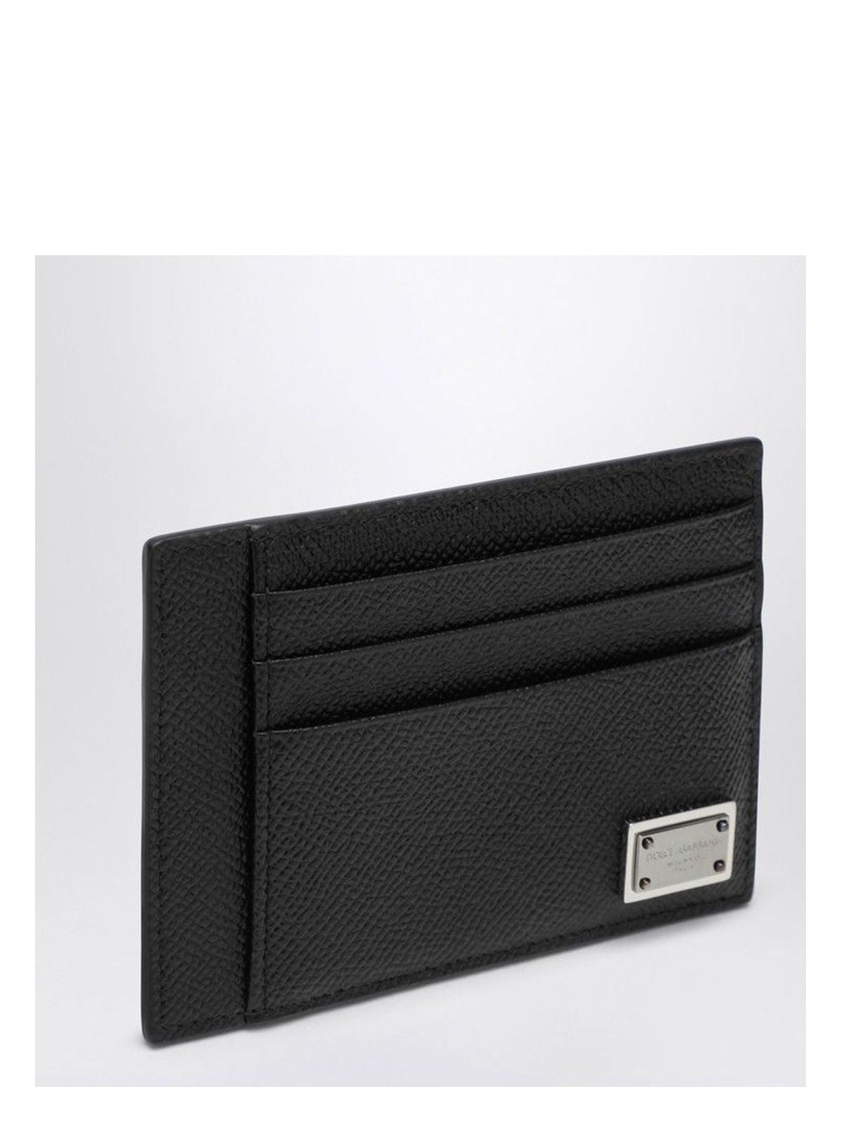 Dolce & Gabbana Black Textured Calf Leather Bi-fold Wallet In Black
