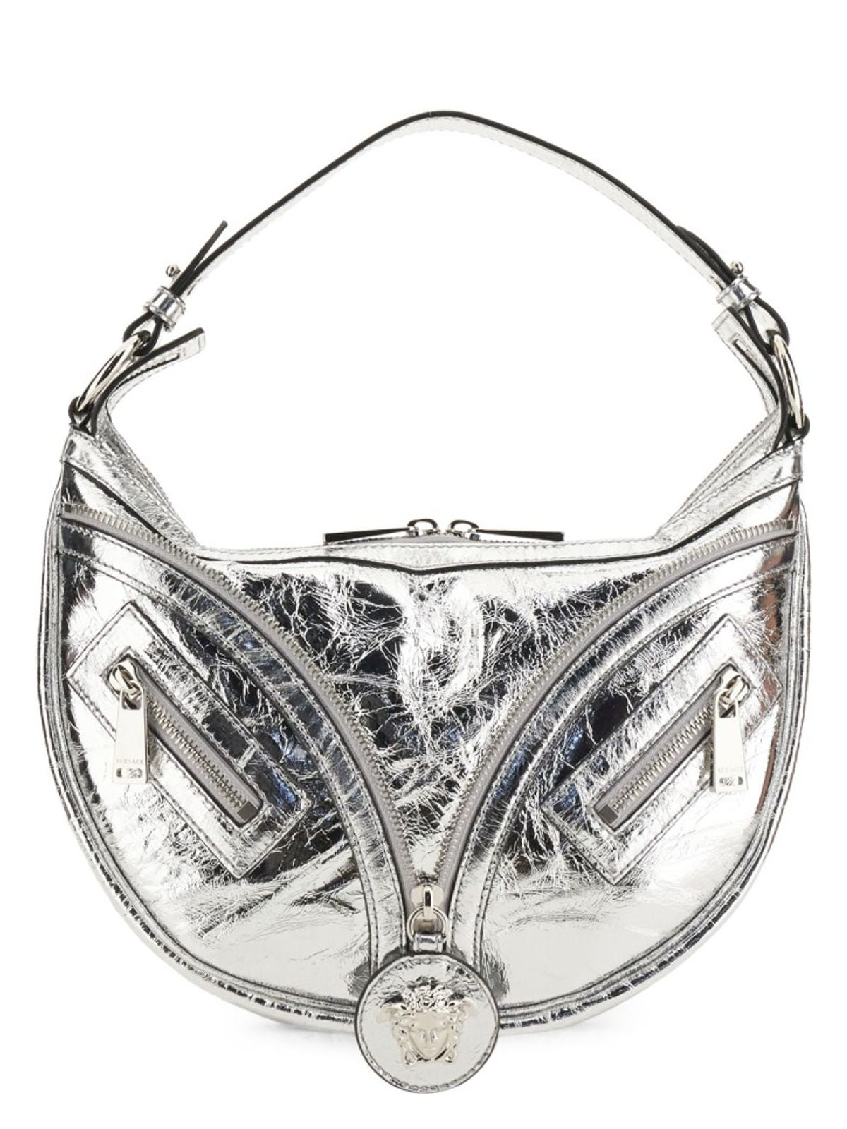 Versace Repeat Small Hobo Bag In Silver