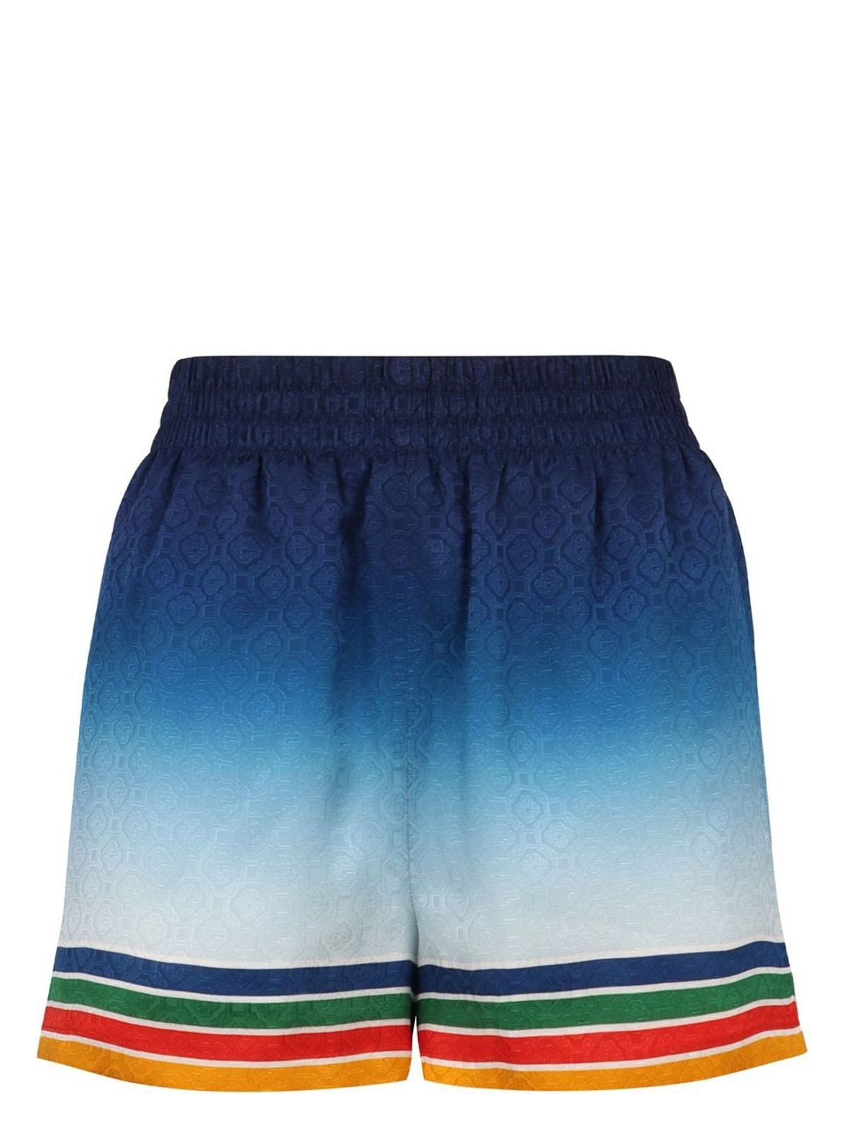 Casablanca Degrade Printed Silk Jacquard Pull-on Shorts In Blue