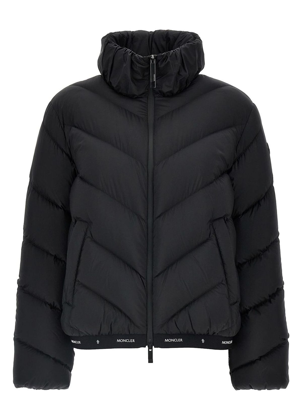 Moncler Grignan Diagonal-quilted Short Down Jacket Black In 999 Noir