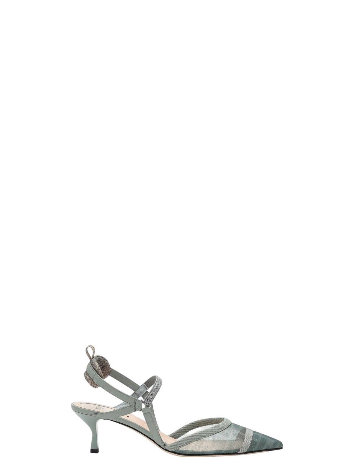 Fendi Colibri Lite Slingback In Green Matcha Ff Mesh Women
