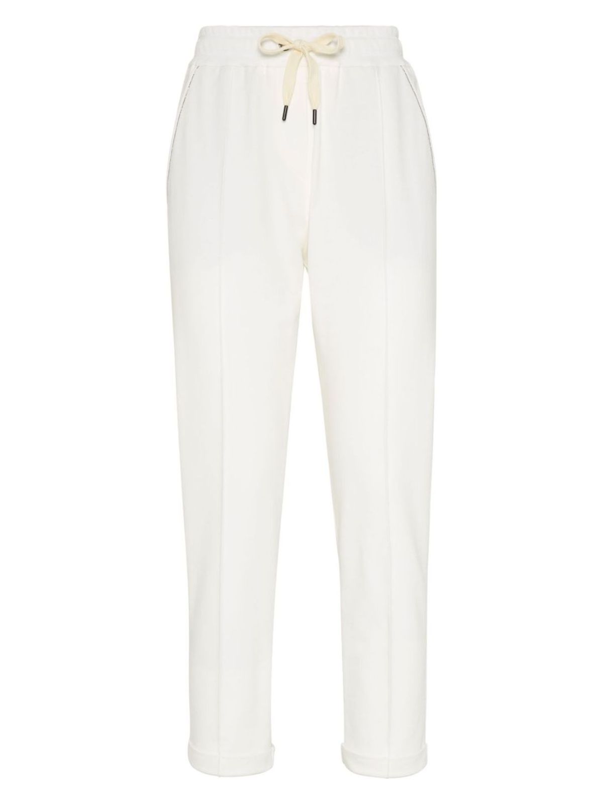 Brunello Cucinelli Relaxed-fit White Trousers With Drawstring Waistband In Natural