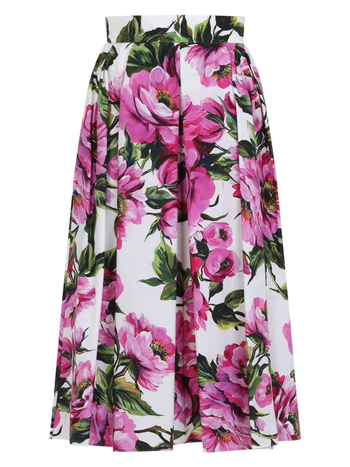 image of WHITE PLEATED SKIRT WITH FLOWER PRINT