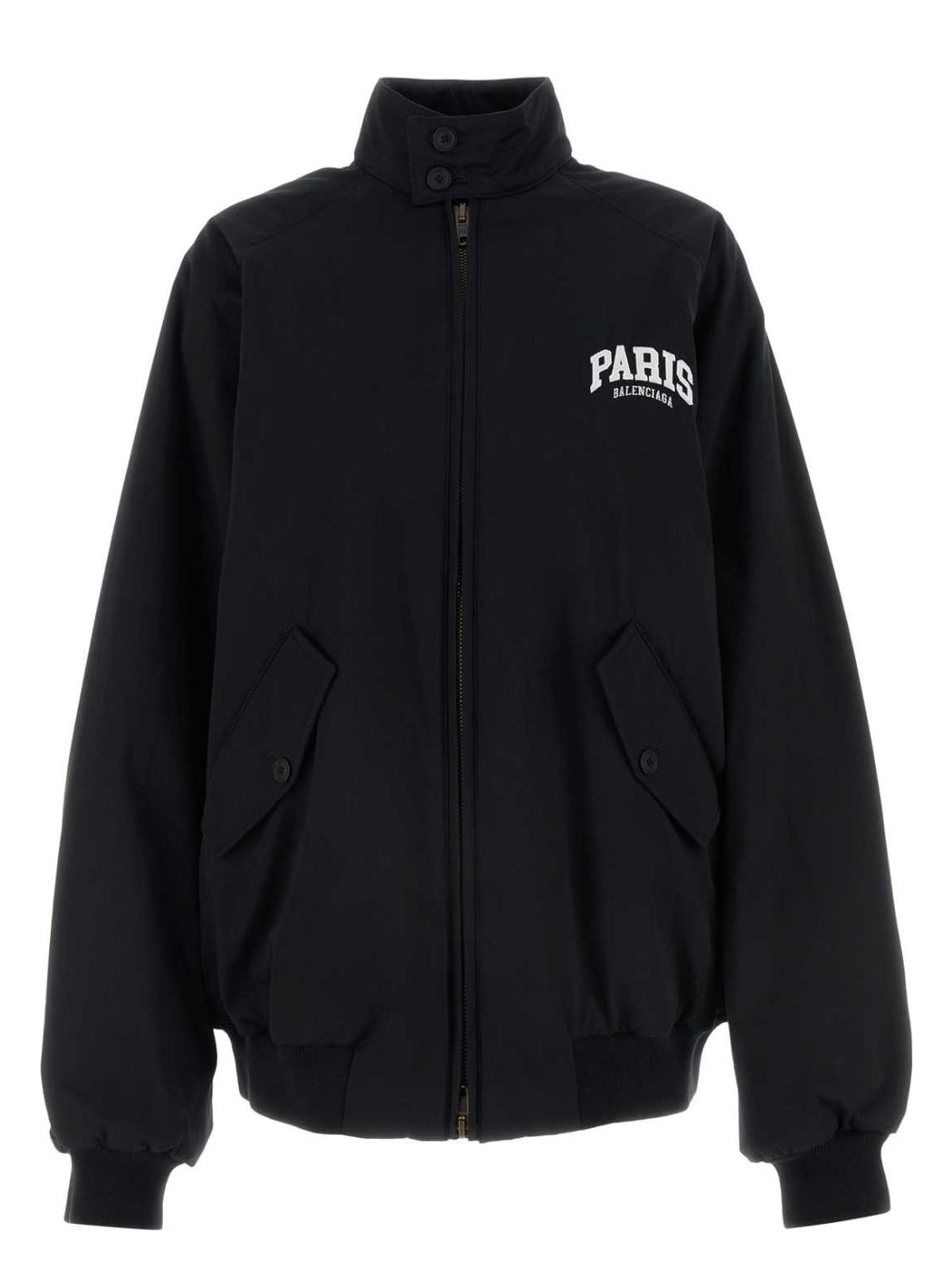 Balenciaga Oversize Cotton Jacket With Ribbed Cuffs In Black