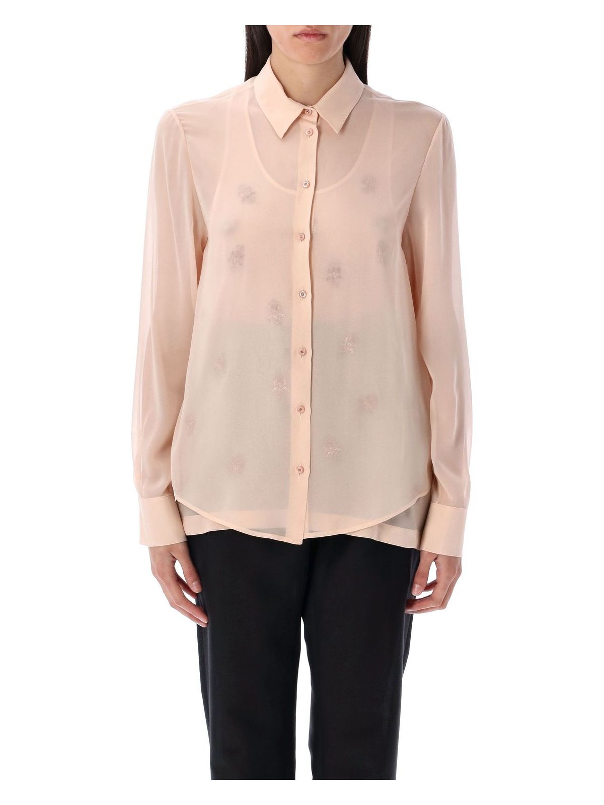 Fendi Georgette Top With Rhinestones And Sequins Embroidery