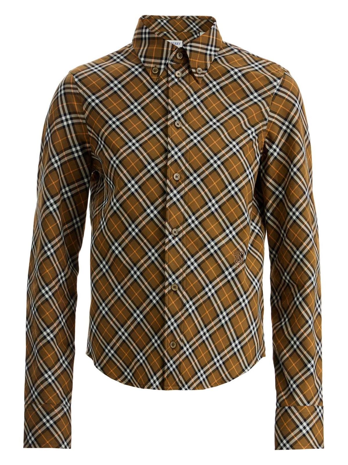 Burberry Ered Shirt With Button-down Collar In Oxide Ip Check
