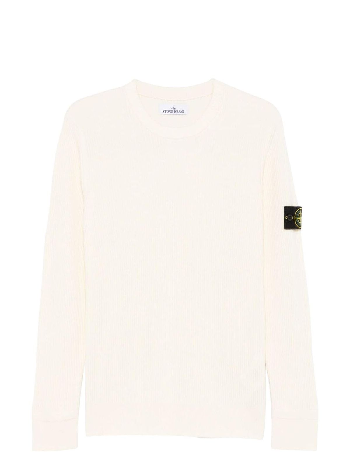 Stone Island Beige Long-sleeved Sweater With Distinctive Logo Patch