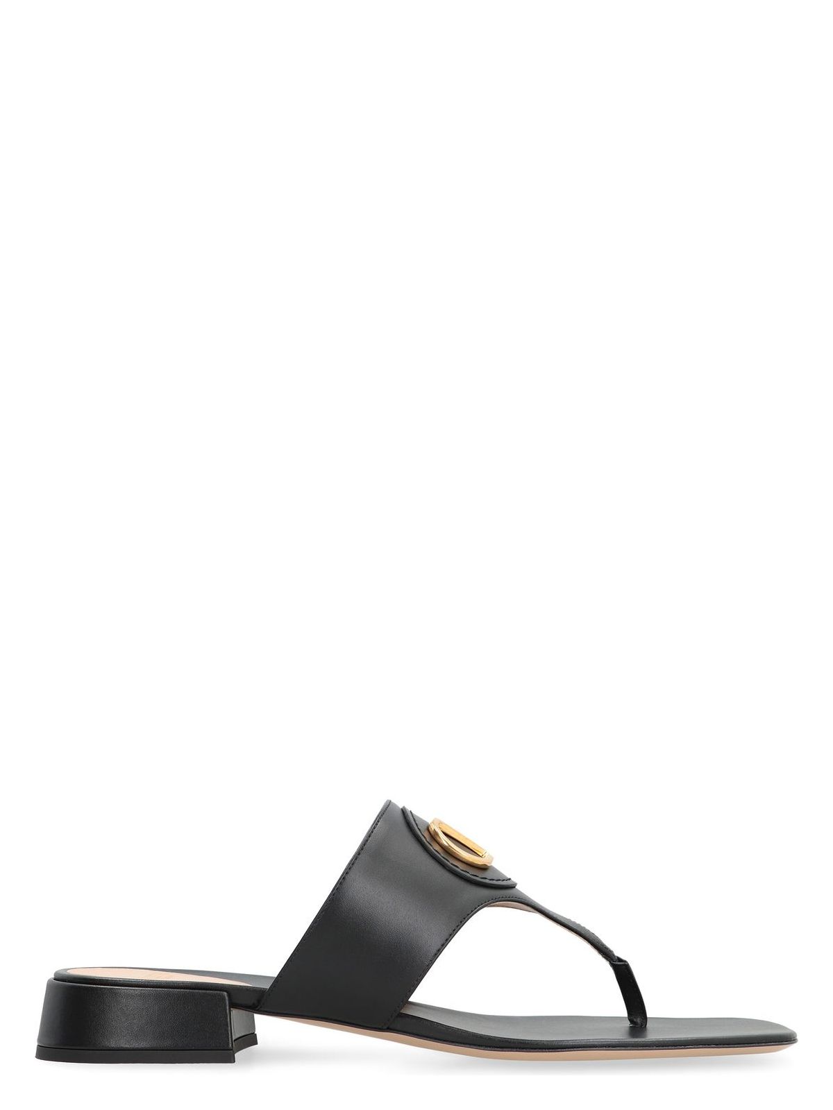 Valentino Vlogo Signature Leather Sandal In Black