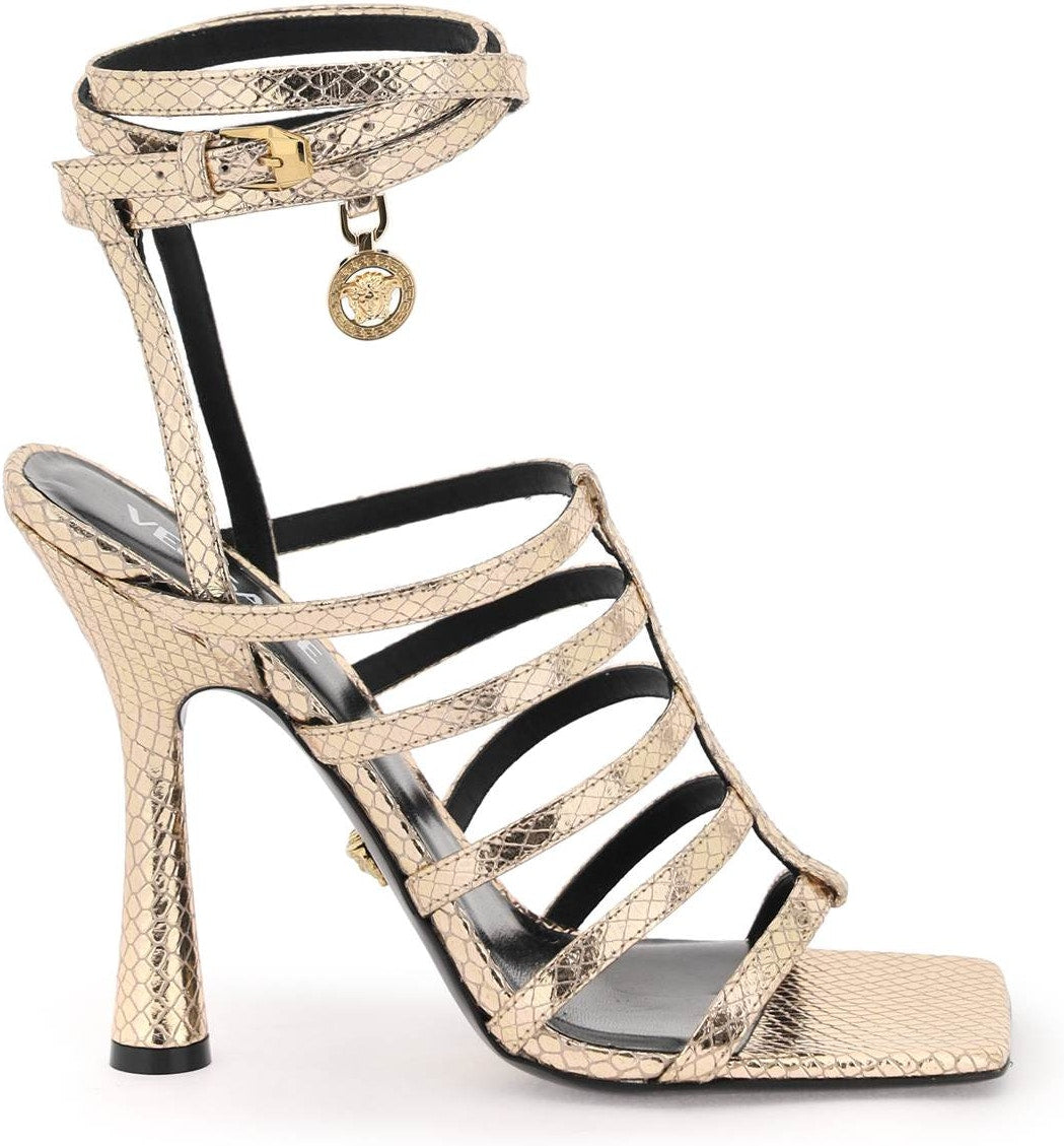 Shop Versace Women's Lycia Structure Sandals In Gold