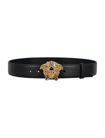 Versace Men's Gold Heritage Medusa Buckle Reversible Leather Belt - Black - Size 90 cm / 35 in - Black/Gold