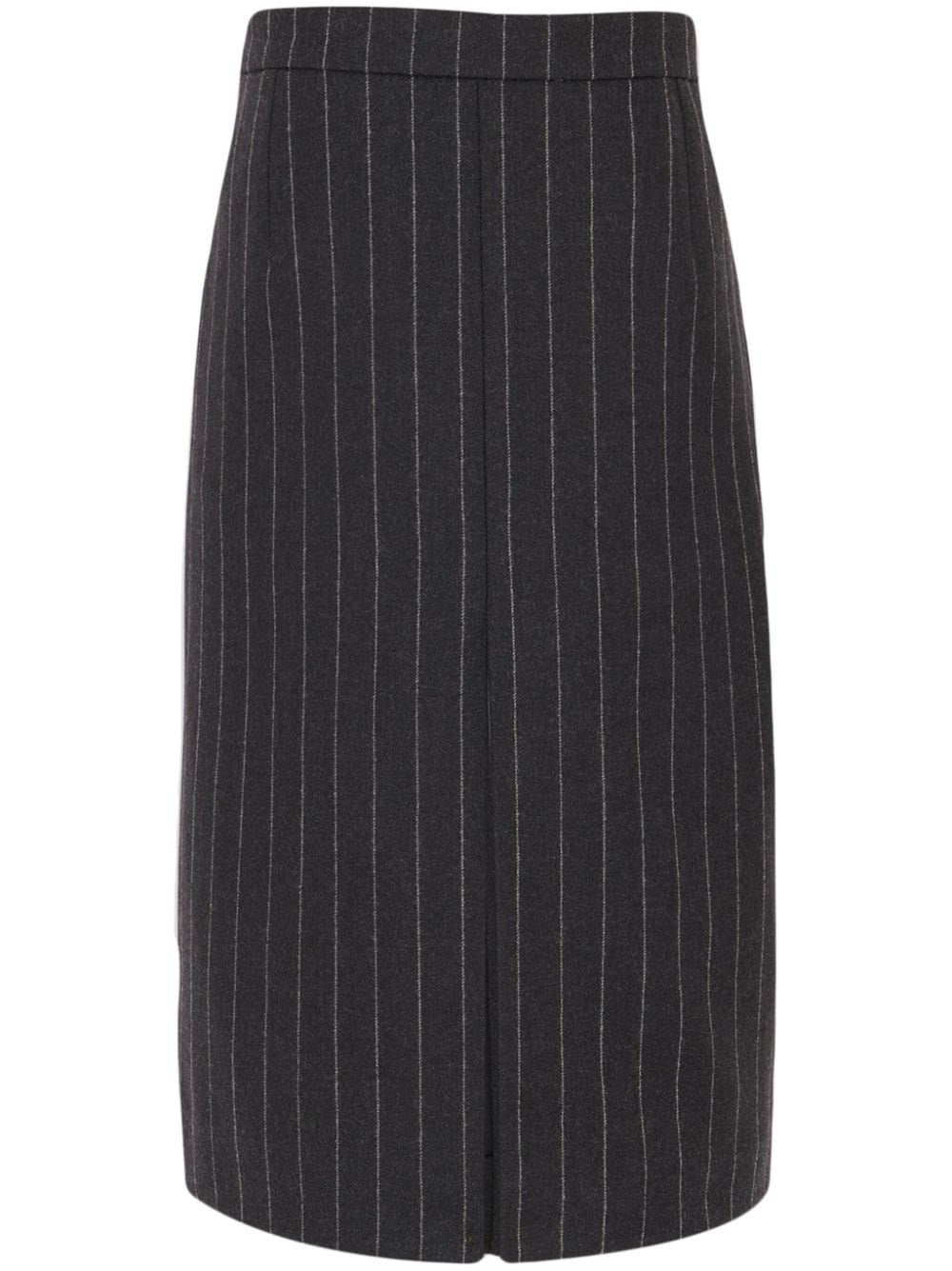 Saint Laurent Pinstriped Pencil Skirt In Blue