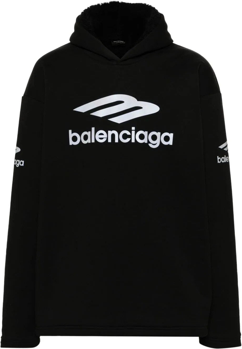 Shop Balenciaga Men's Icon 3b Sport Hoodie Black | Size 4 | 773685tpvq6