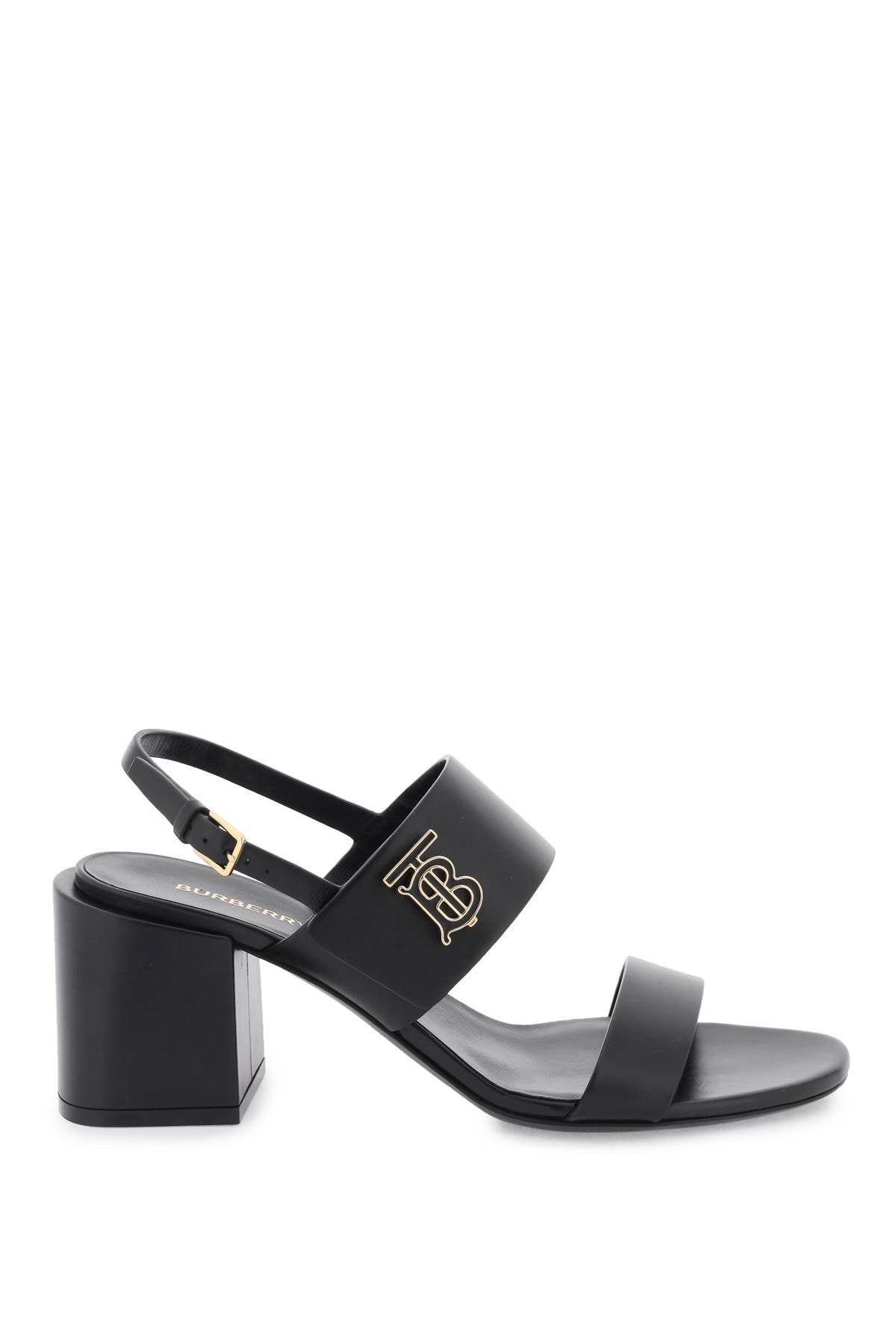 Shop Burberry Women's  Leather Sandals With Monogram In Black