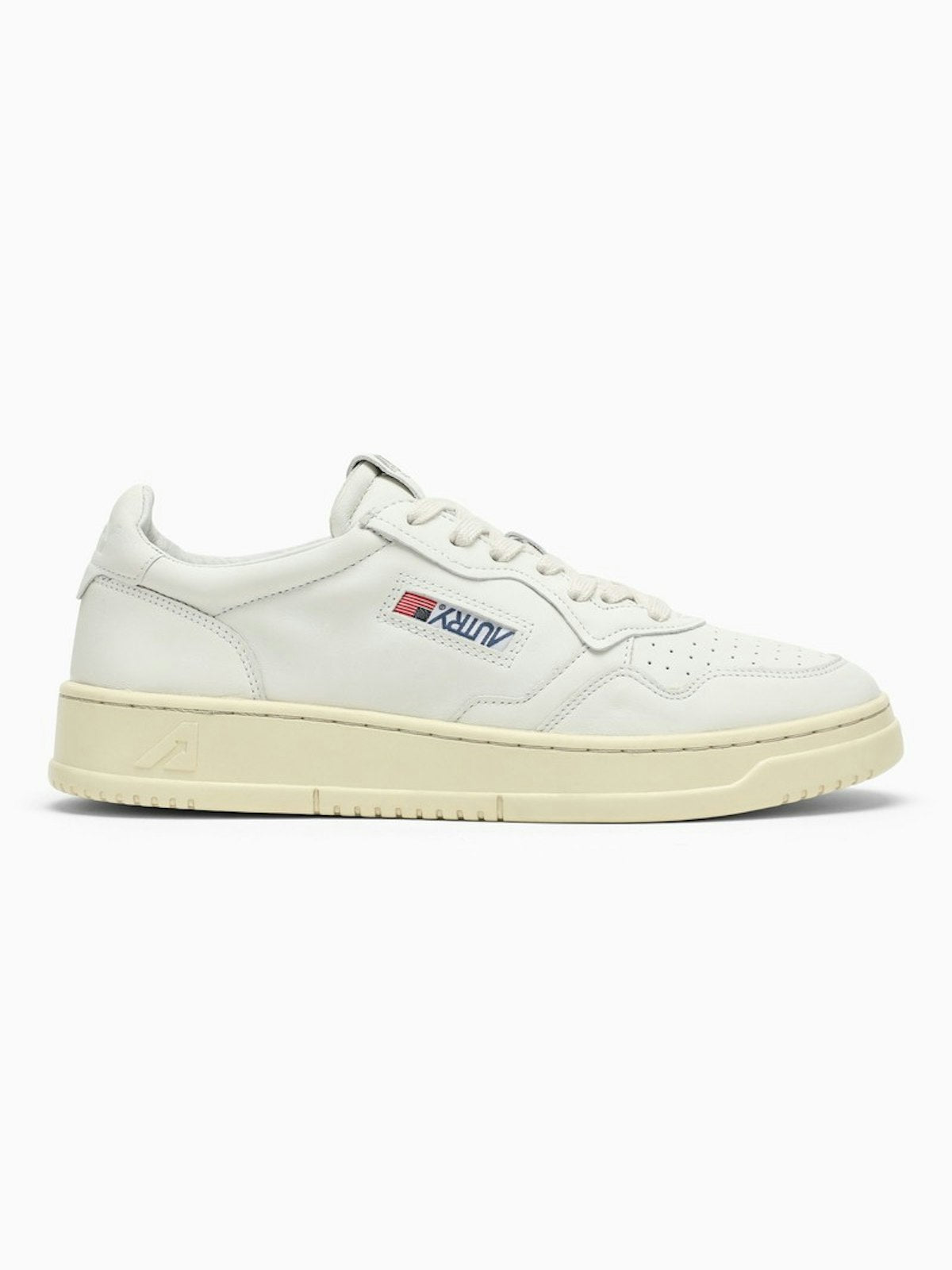 Shop Autry Men's Cream Leather Medalist Sneakers In White