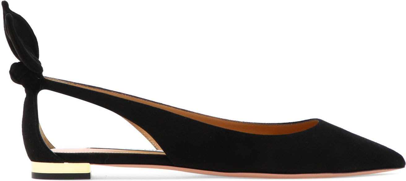 Shop Aquazzura Women's "bow Tie" Ballet Flats In Black