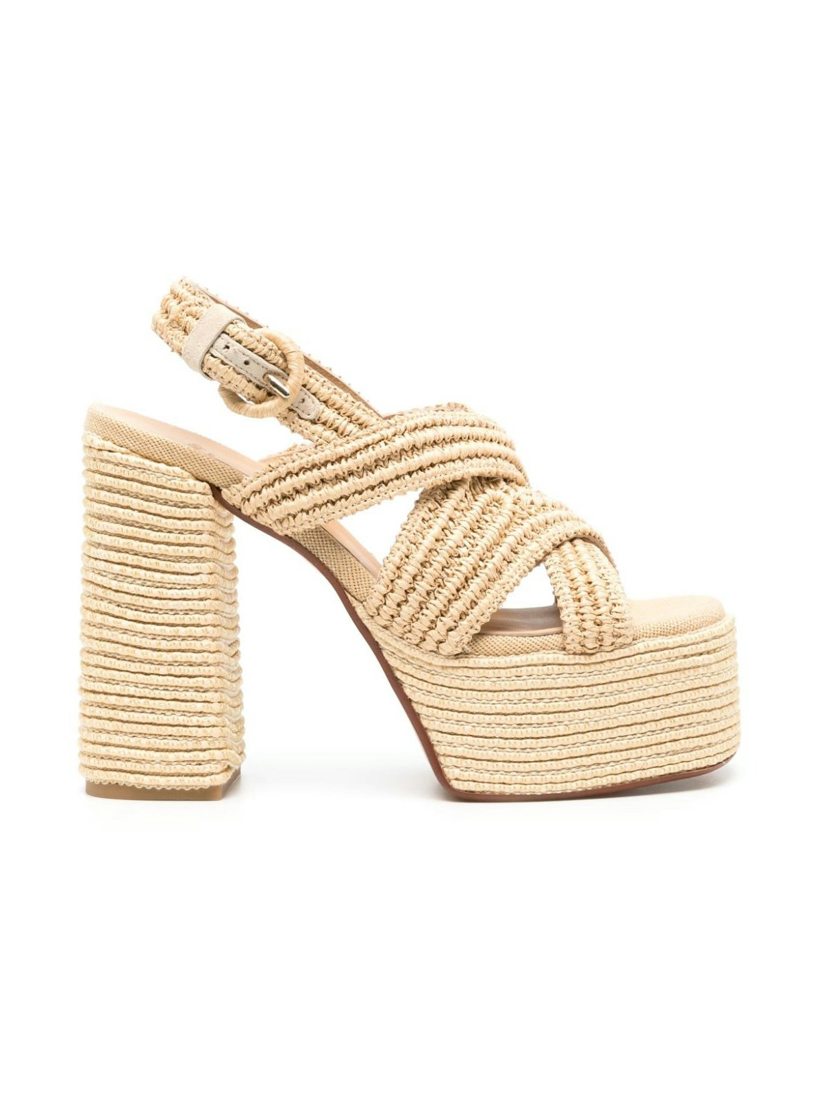 Shop Castaã±er Women's Fulvia Raffia Heel Sandals In Beige