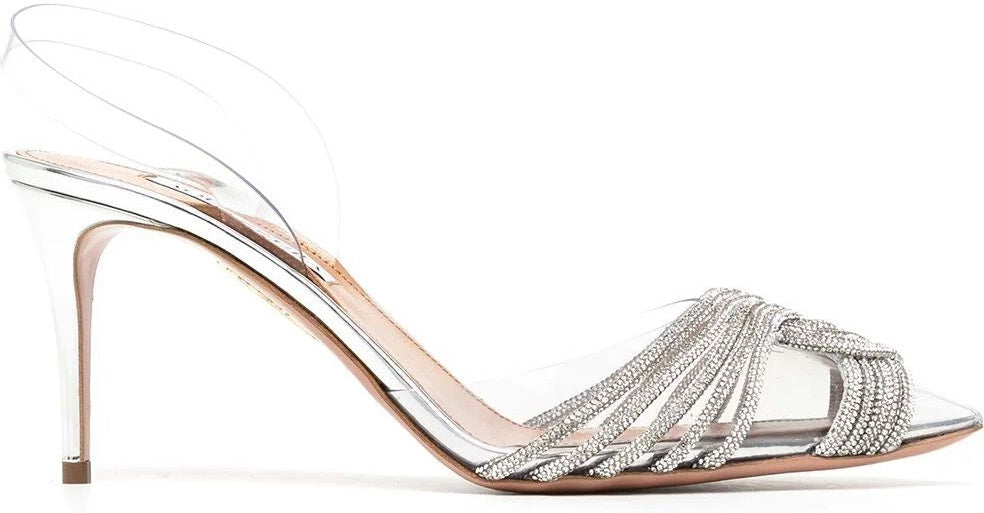 Shop Aquazzura Women's Gatsby Slingback Pumps In Metallic