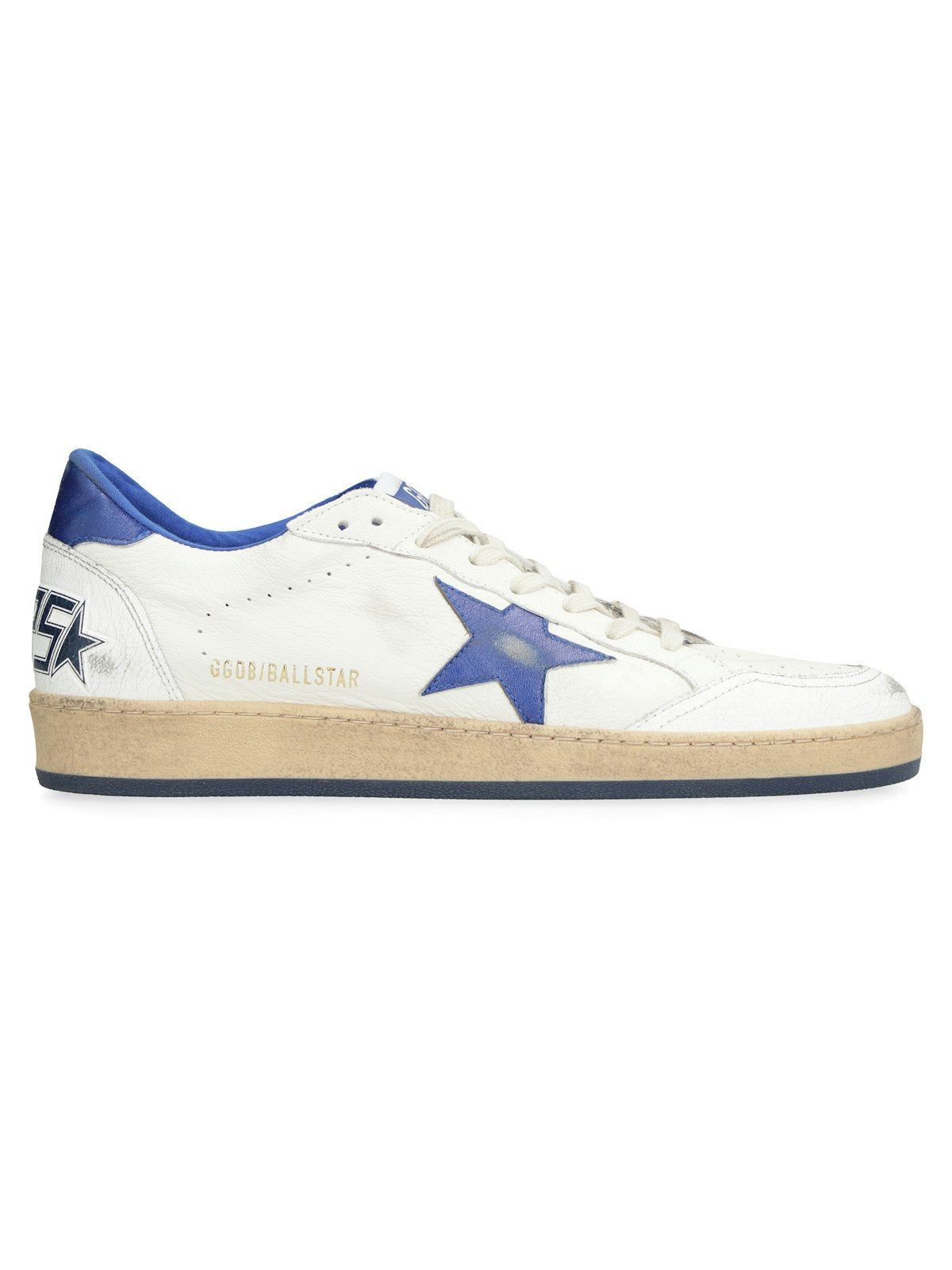 Shop Golden Goose Men's White/metallic Blue Ballstar Sneakers | Size 46 | Gmf00117f002198