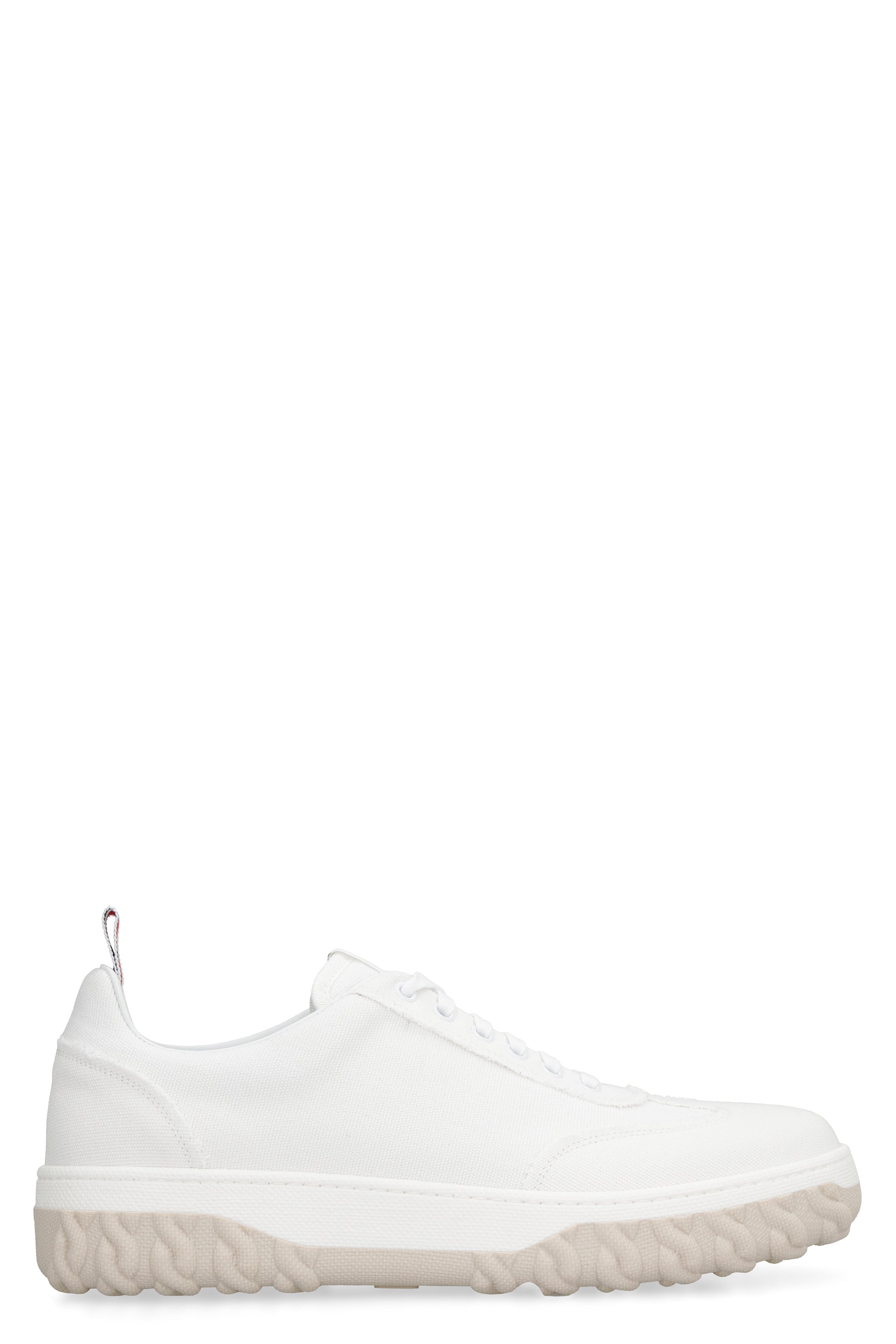 Shop Thom Browne Men's Field Canvas Sneakers In White