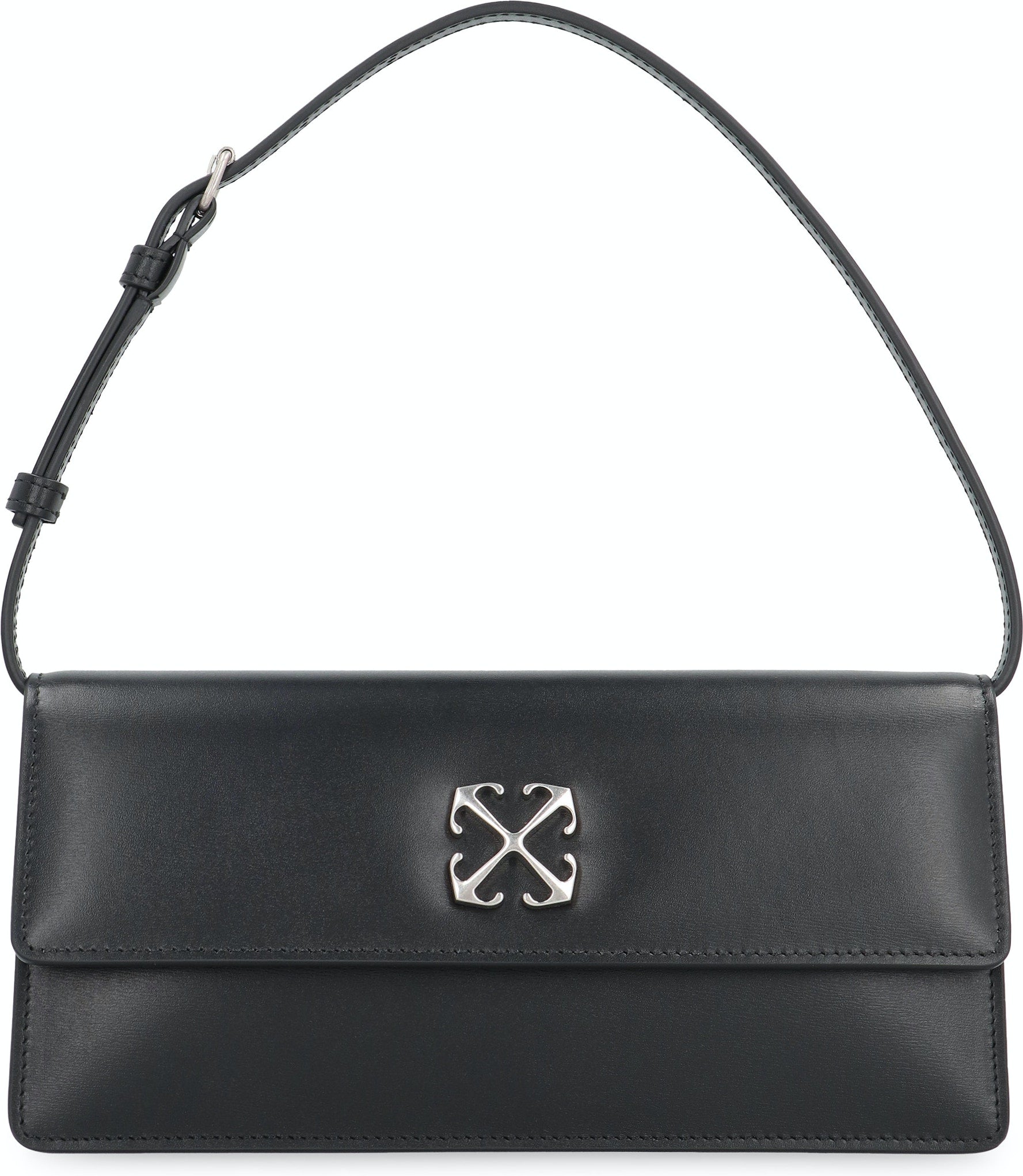 Shop Off-white Women's Jitney 1.0 Leather Shoulder Bag In Black