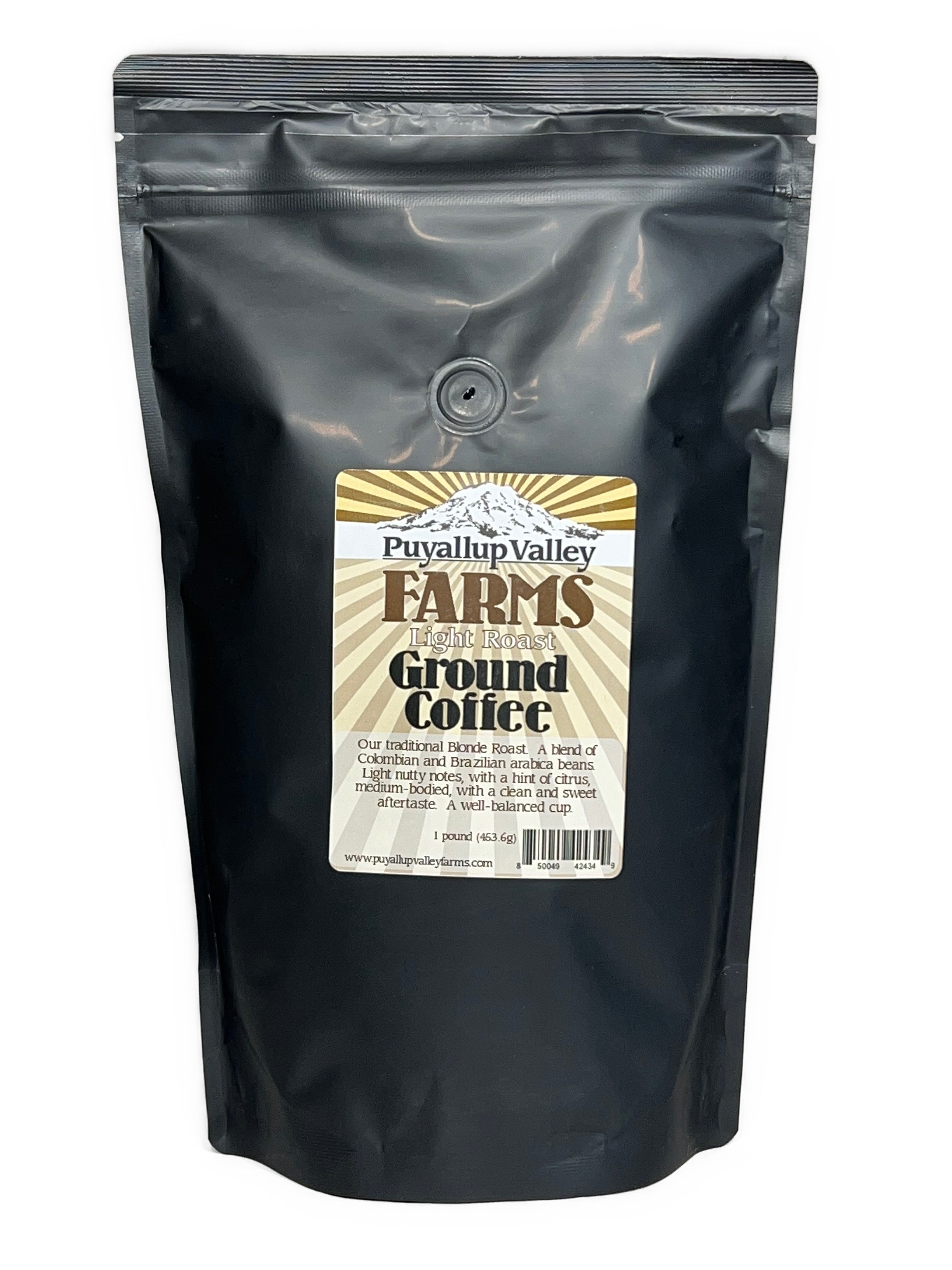 Puyallup Valley Farms Premium Ground Coffee Wholesale Lot of 8-1Lbs. | Light | Medium | Dark | Breakfast Blend | Decaf | 8 Lbs. | Wholesale