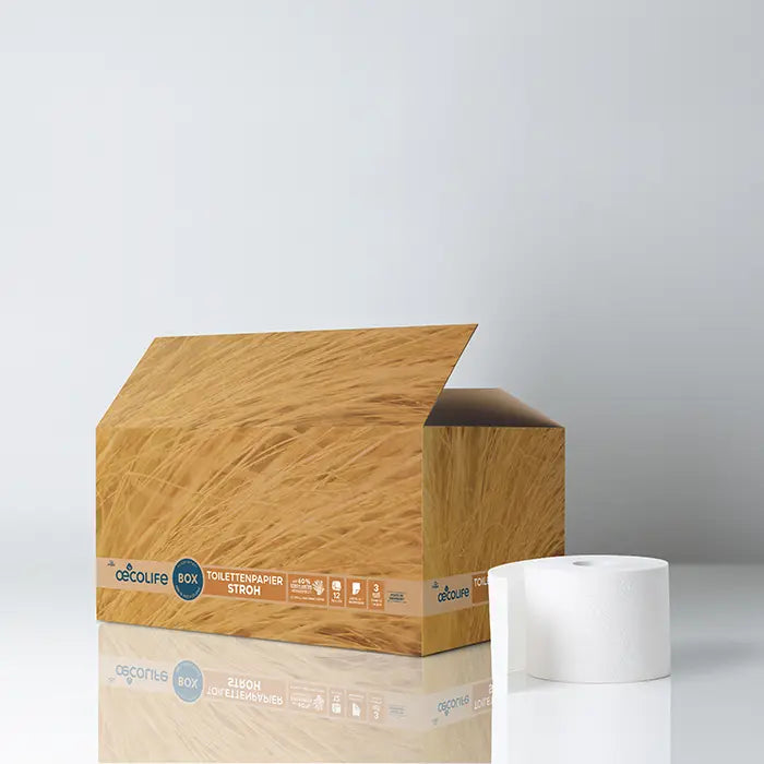 Blatt/40stk günstig Kaufen-Toilettenpapier 12er Box STROH. Toilettenpapier 12er Box STROH <![CDATA[Eigenschaften des 12er-Packs Toilettenpapier aus Stroh. 12 Rollen á 250 Blatt, 3-lagig. Aus mind. 60 % Stroh-Zellstoff. Durch frischen Zellstoff ergänzt. Ressourcenschonend hergeste