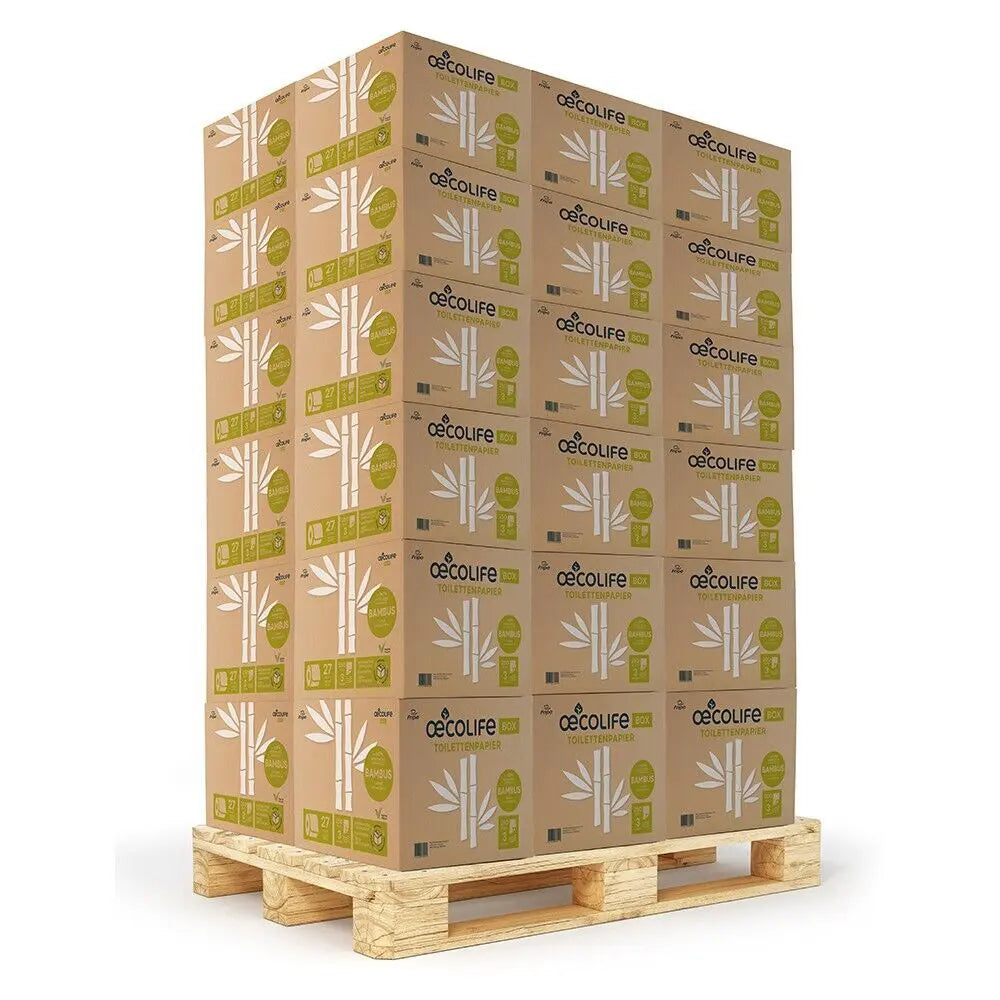 Box Pro günstig Kaufen-Toilettenpapier Box BAMBUS (1 Palette). Toilettenpapier Box BAMBUS (1 Palette) <![CDATA[Produktdetails. 36x 27 Rollen à 250 Blatt, 3-lagig. 1 Palette wird per Spedition geliefert. aus mind. 60% Bambus-Zellstoff. Bambus ergänzt durch frischen Zellstoff. 