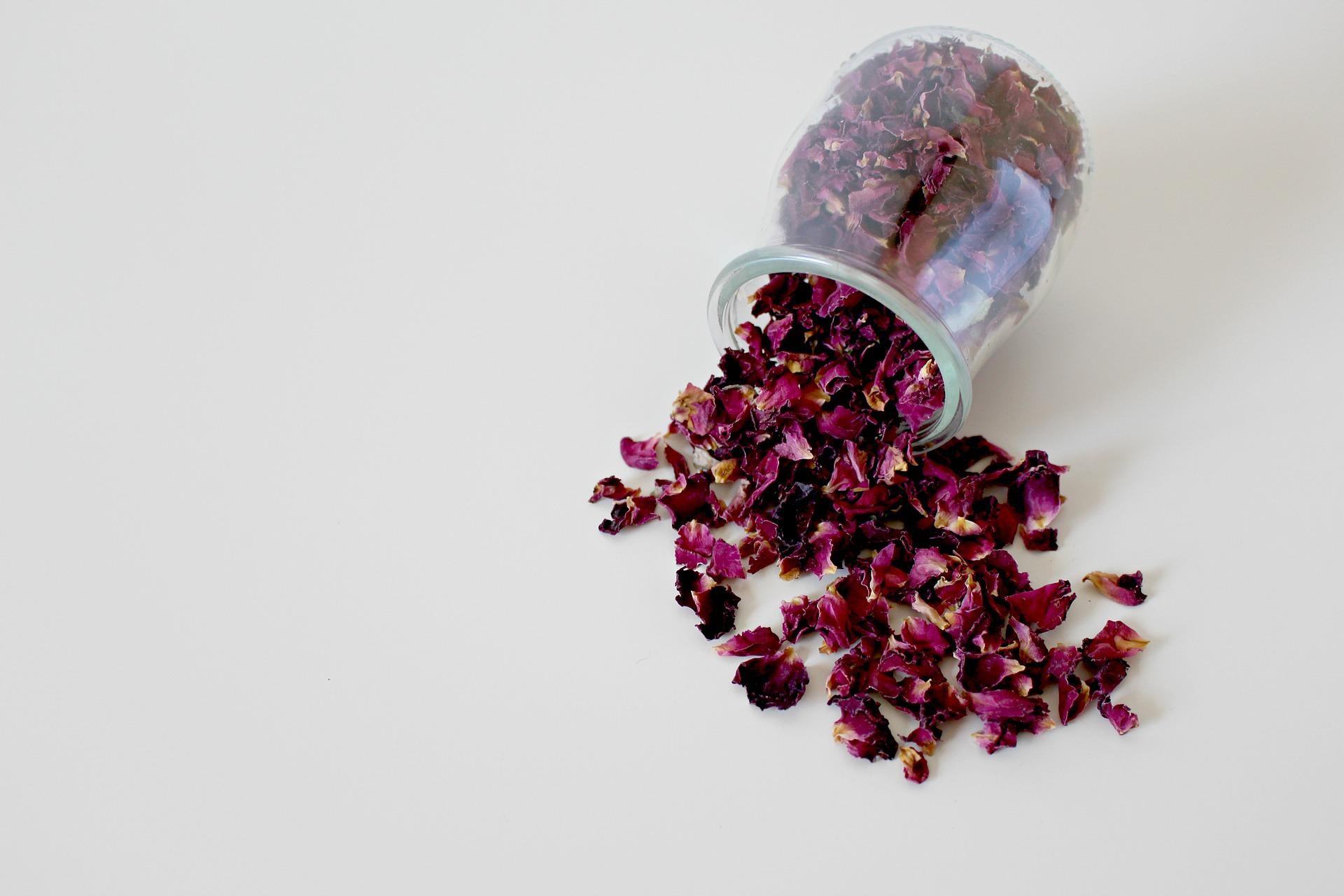 Dried flowers flowing out of a jar