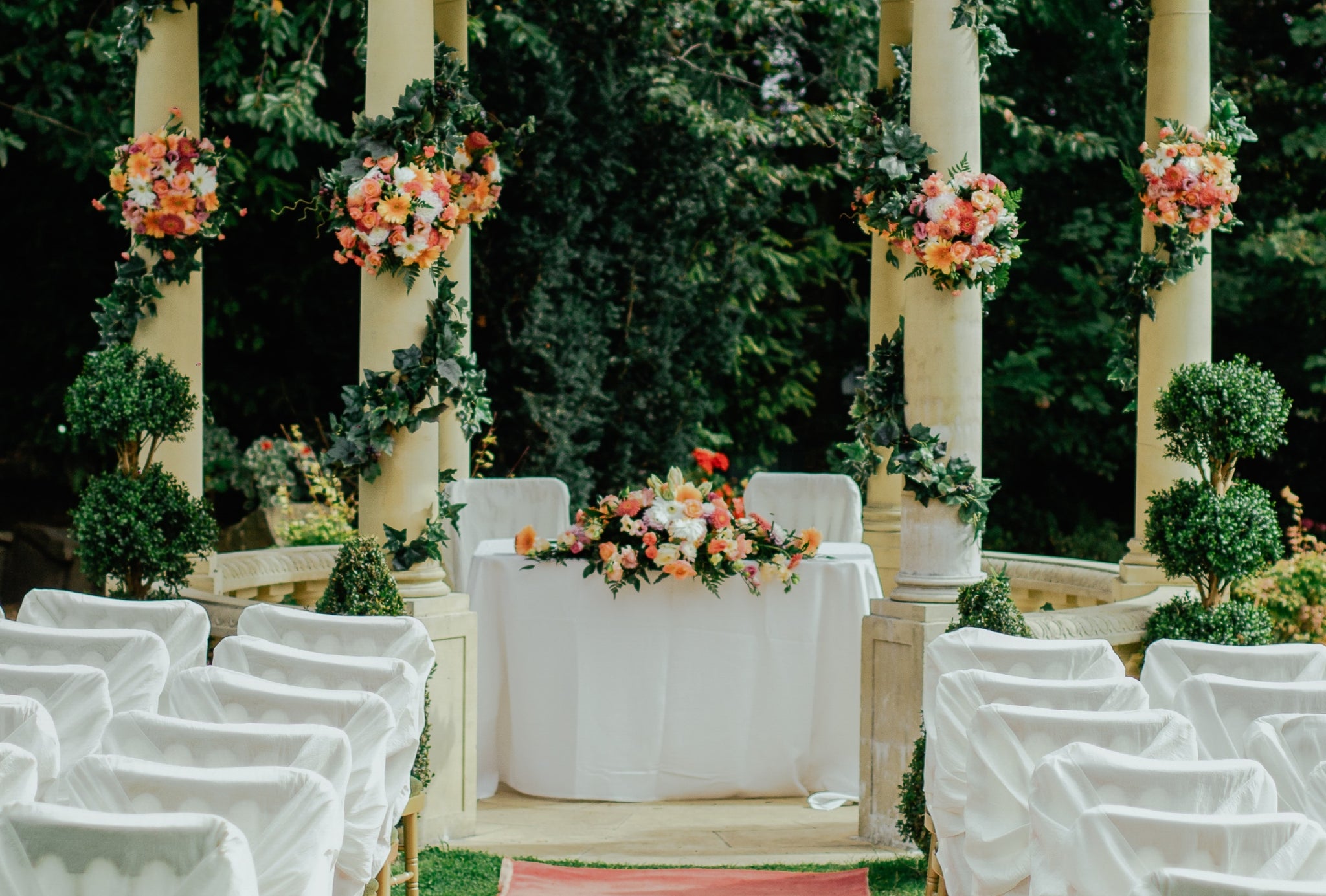 An outdoor wedding set up