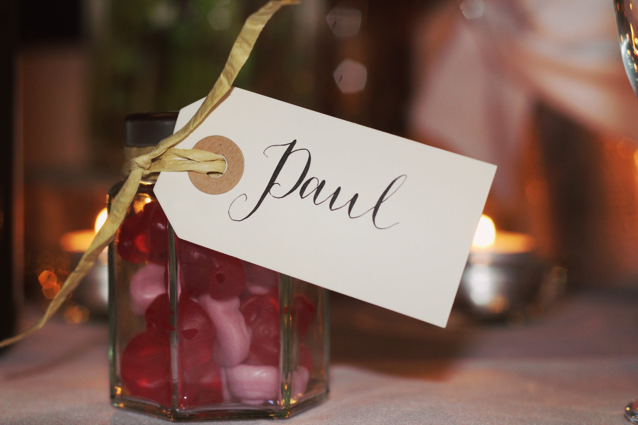 A jar of sweet with a label