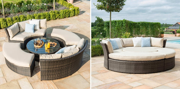 Maze Rattan Garden Furniture Half Moon Sofa Set Grey | Garden Furniture House