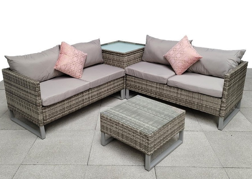 Image of Signature Weave Garden Furniture Lucy Grey Corner sofa with Storage Box Table