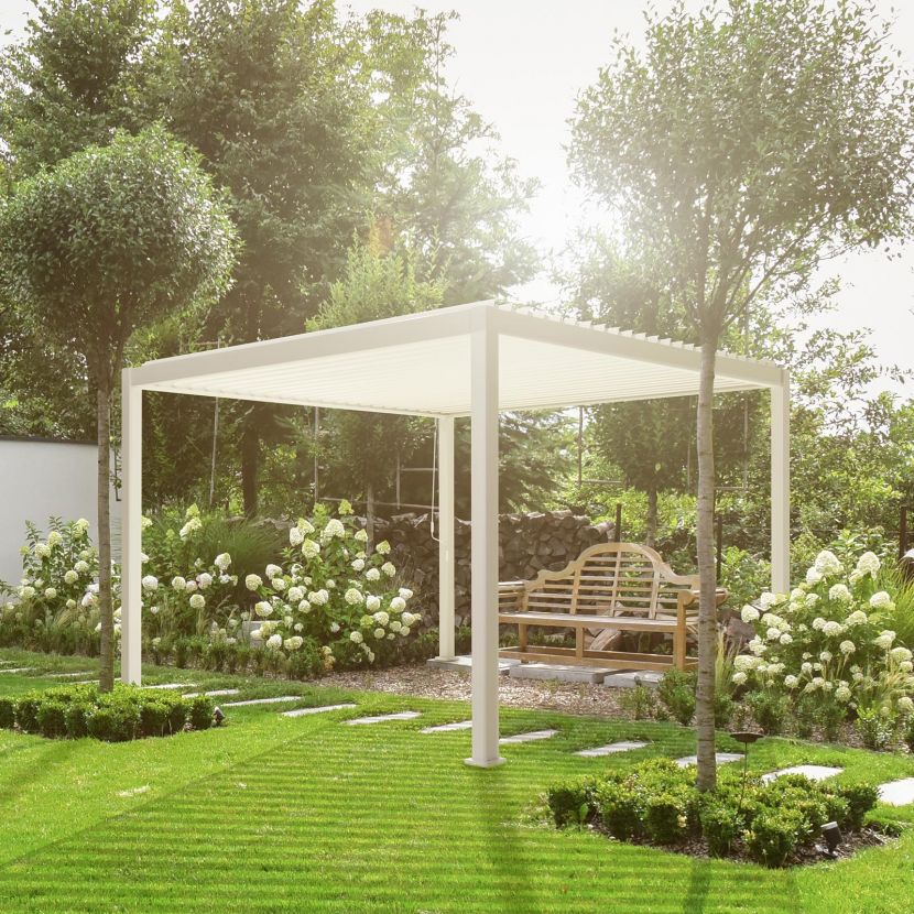 Image of Nova Garden Furniture Titan White 3m x 3m Square Aluminium Pergola