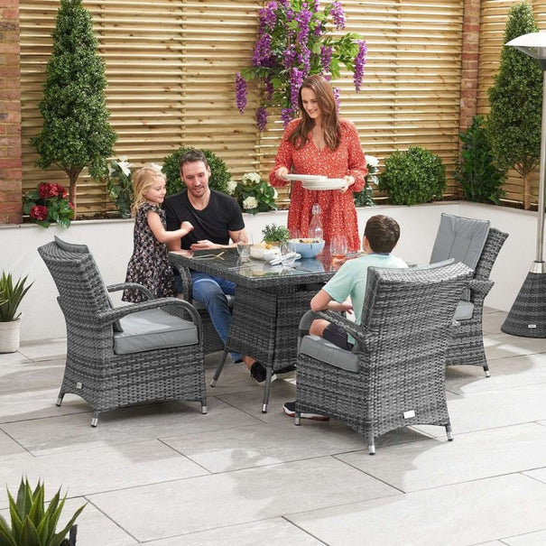 Nova Outdoor Living Nova Garden Furniture Olivia Grey 4 Seat 1m Rattan Dining Set  - Garden Furniture House