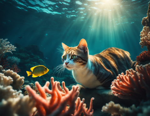 scuba diving cat ai generated
