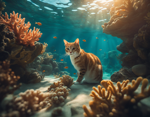underwater cat