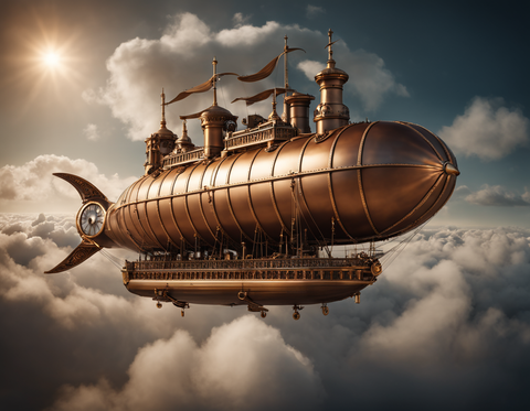 steampunk airship ai generated