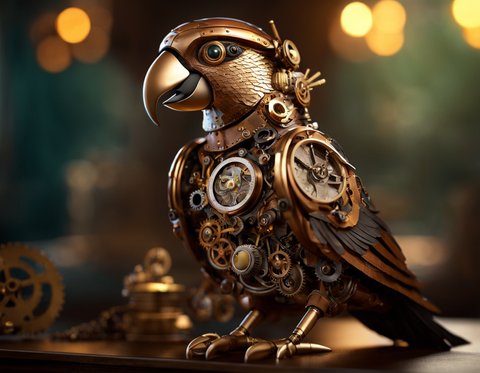 steampunk parrot ai generated
