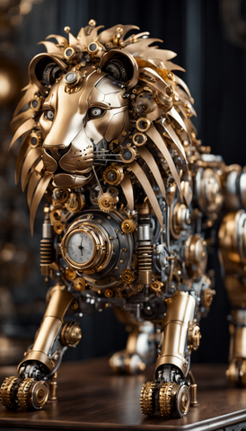 metallic lion ai generated image