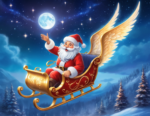 santa flying ai generated Christmas