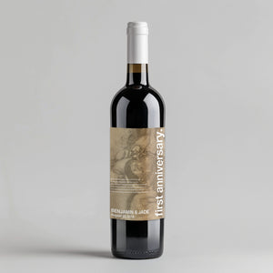 Swiss Pic First Anniversary Milestone Wine Label - iCustomLabel