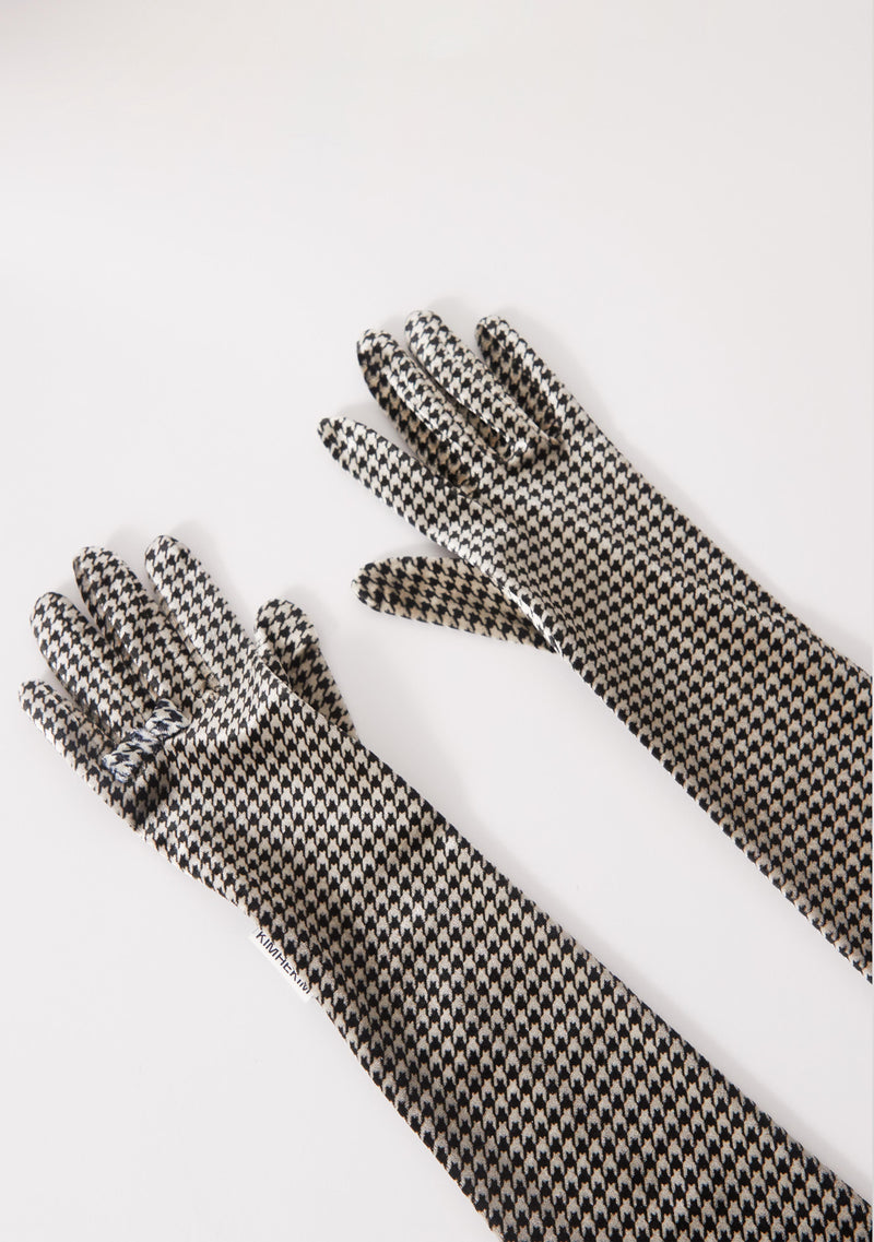 KIMHEKIM】CHECKED VELVET LONG GLOVES-connectedremag.com