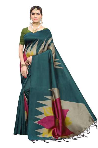 Green Art Silk Printed Saree