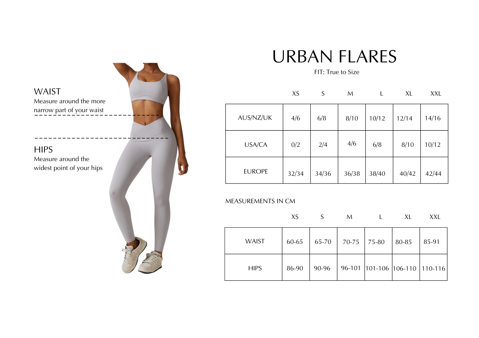 Urban Flares Size Chart