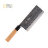 Kurosaki Juhyo Cleaver/Large Nakiri 180mm Aogami Super, Stainless Cladding with Kurouchi Finish and Teak Handle