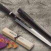 Sakai Takayuki Ginmaki Mirrored Honyaki White Steel Japanese Chefs YanagibaSashimi 300mm with Pure-Silver Ringed Ebony Handle in Paulownia Box